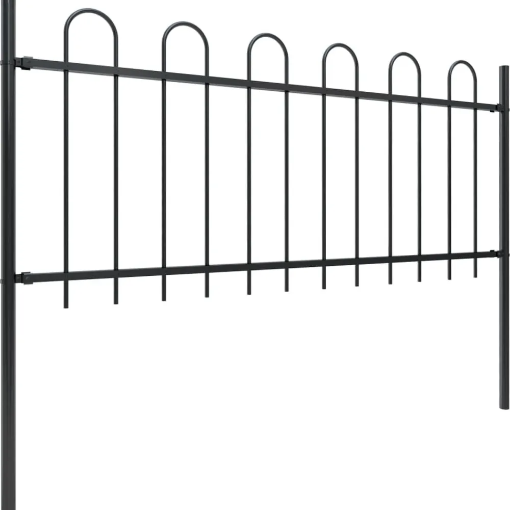 Maison Exclusive - Clôture de jardin avec arceau en acier 1426 x 80 cm noir Sale