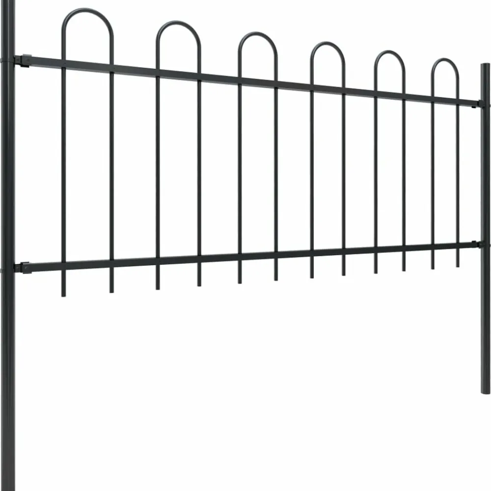 Maison Exclusive - Clôture de jardin avec arceau en acier 892,5 x 80 cm noir Outlet