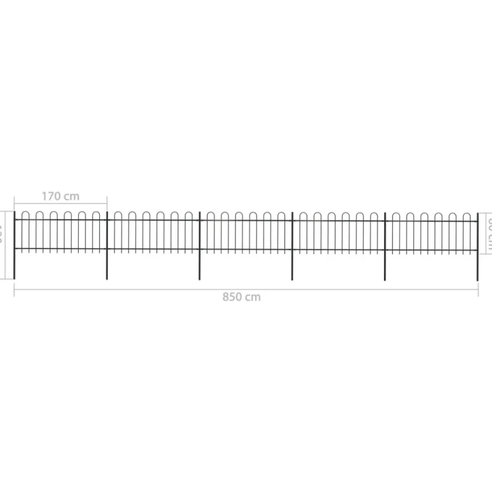 Maison Exclusive - Clôture de jardin avec arceau en acier 892,5 x 80 cm noir Outlet