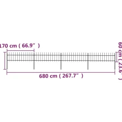 Maison Exclusive - Clôture de jardin avec dessus en forme de lance en acier 714,5 x 60 cm noir Outlet