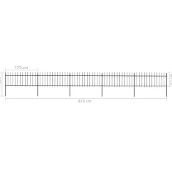 Maison Exclusive Brise-Vues, Bordures Et Dallages | - Clôture de jardin avec dessus en forme de lance en acier 892,5 x 80 cm noir