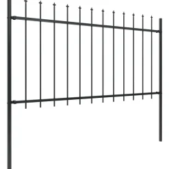 Maison Exclusive Brise-Vues, Bordures Et Dallages | - Clôture de jardin avec dessus en forme de lance en acier 1248 x 120 cm noir