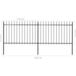 Maison Exclusive - Clôture de jardin avec dessus en lance acier 3,4x1,2 m noir Discount