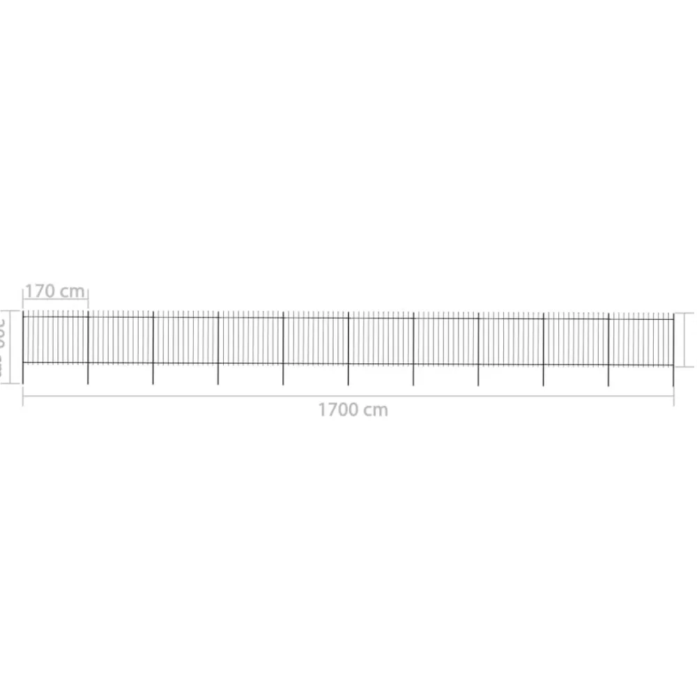 Maison Exclusive - Clôture de jardin avec dessus en forme de lance en acier 1781,5 x 150 cm noir Outlet