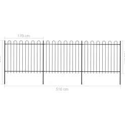 Maison Exclusive - Clôture de jardin avec dessus en cerceau acier 5,1 x 1,5 m noir Hot