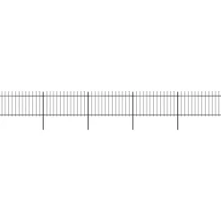 Maison Exclusive Brise-Vues, Bordures Et Dallages | - Clôture de jardin avec dessus en forme de lance en acier 892,5 x 100 cm noir