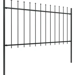 Maison Exclusive Brise-Vues, Bordures Et Dallages | - Clôture de jardin avec dessus en forme de lance en acier 892,5 x 100 cm noir