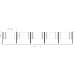 Maison Exclusive Brise-Vues, Bordures Et Dallages | - Clôture de jardin avec dessus en forme de lance en acier 892,5 x 100 cm noir