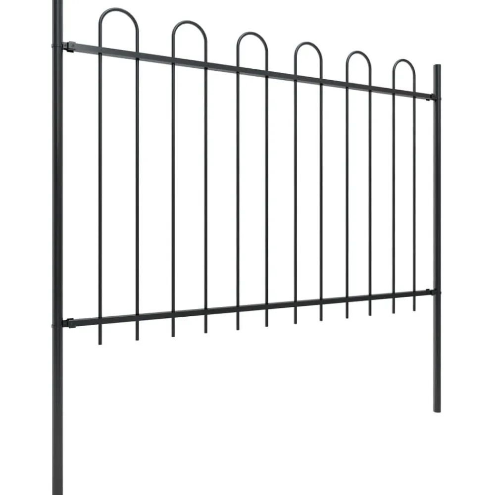 Maison Exclusive Brise-Vues, Bordures Et Dallages | - Clôture de jardin avec arceau en acier 1248 x 120 cm noir
