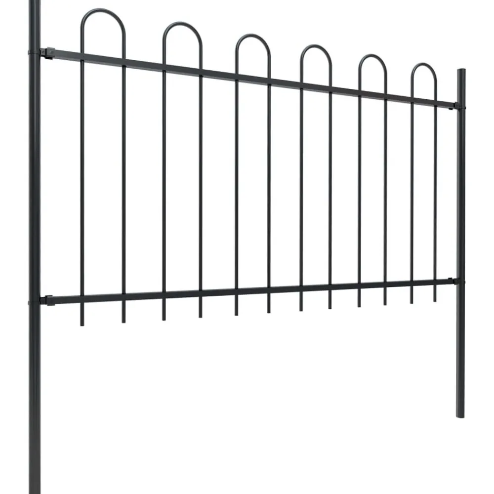 Maison Exclusive Brise-Vues, Bordures Et Dallages | - Clôture de jardin avec arceau en acier 1070 x 100 cm noir