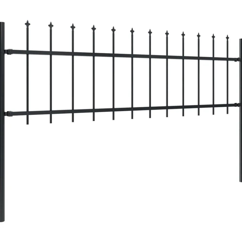 Maison Exclusive - Clôture de jardin avec dessus en forme de lance en acier 892,5 x 60 cm noir Outlet