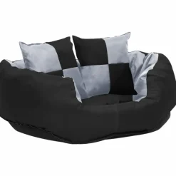Maison Exclusive Niches, Paniers Et Transports | - Coussin réversible lavable pour chien gris et noir 65x50x20 cm