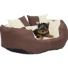 Maison Exclusive Niches, Paniers Et Transports | - Coussin réversible lavable de chien marron et crème 65x50x20 cm