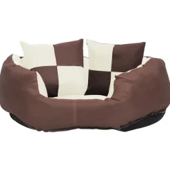Maison Exclusive Niches, Paniers Et Transports | - Coussin réversible lavable de chien marron et crème 65x50x20 cm
