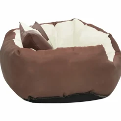 Maison Exclusive Niches, Paniers Et Transports | - Coussin réversible lavable de chien marron et crème 65x50x20 cm