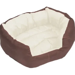 Maison Exclusive Niches, Paniers Et Transports | - Coussin réversible lavable de chien marron et crème 65x50x20 cm
