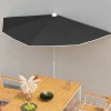 Maison Exclusive Parasols, Voiles D’Ombrage | - Demi-parasol de jardin avec mât 180x90 cm noir