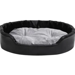 Maison Exclusive Niches, Paniers Et Transports | - Lit chiens noir et gris 90x79x20 cm peluche et similicuir