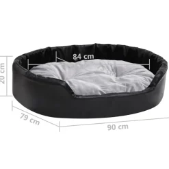 Maison Exclusive Niches, Paniers Et Transports | - Lit chiens noir et gris 90x79x20 cm peluche et similicuir