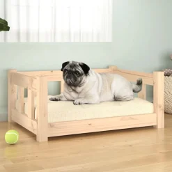 Maison Exclusive Niches, Paniers Et Transports | - Lit pour chien 65,5x50,5x28 cm bois de pin solide