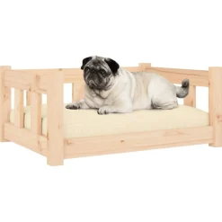 Maison Exclusive Niches, Paniers Et Transports | - Lit pour chien 65,5x50,5x28 cm bois de pin solide