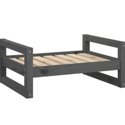 Maison Exclusive Niches, Paniers Et Transports | - Lit pour chien gris 65,5x50,5x28 cm bois de pin solide