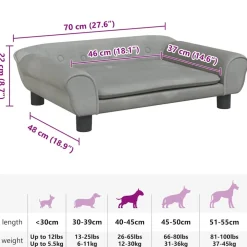 Maison Exclusive - Lit pour chien gris clair 70x48x22 cm velours Best