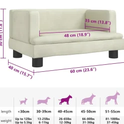 Maison Exclusive - Lit pour chien crème 60x40x30 cm velours Best