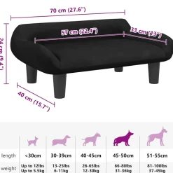 Maison Exclusive Niches, Paniers Et Transports | - Lit pour chien noir 70x40x24 cm velours