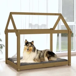 Maison Exclusive Niches, Paniers Et Transports | - Lit pour chien marron miel 101x70x90 cm bois de pin solide