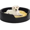 Maison Exclusive Niches, Paniers Et Transports | - Lit pour chiens noir et jaune 99x89x21 cm peluche et similicuir