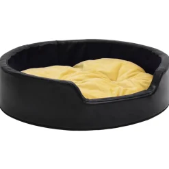 Maison Exclusive Niches, Paniers Et Transports | - Lit pour chiens noir et jaune 99x89x21 cm peluche et similicuir