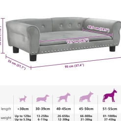 Maison Exclusive - Lit pour chien gris clair 95x55x30 cm velours Online