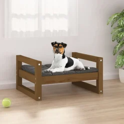 Maison Exclusive Niches, Paniers Et Transports | - Lit pour chien blanc 105,5x75,5x28 cm bois de pin solide
