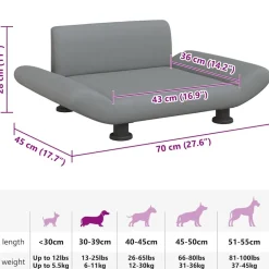 Maison Exclusive - Lit pour chien gris clair 70x45x28 cm tissu Discount