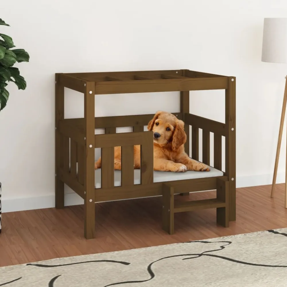 Maison Exclusive - Lit pour chien marron miel 75,5x63,5x70 cm bois de pin solide Hot