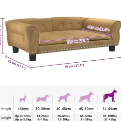 Maison Exclusive Niches, Paniers Et Transports | - Lit pour chien marron 95x55x30 cm velours