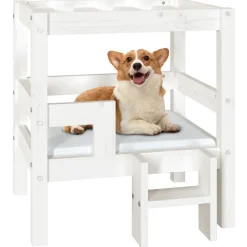 Maison Exclusive - Lit pour chien blanc 55,5x53,5x60 cm bois de pin solide