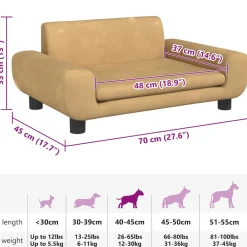 Maison Exclusive - Lit pour chien marron 70x45x33 cm velours Discount