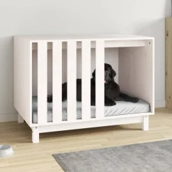 Maison Exclusive Niches, Paniers Et Transports | - Niche pour chien blanc 90x60x67 cm bois de pin massif