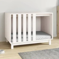 Maison Exclusive Niches, Paniers Et Transports | - Niche pour chien blanc 90x60x67 cm bois de pin massif