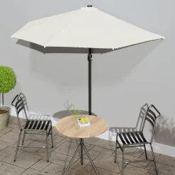 Maison Exclusive Parasols, Voiles D’Ombrage | - Parasol de balcon avec mât en aluminium sable 270x144 cm demi