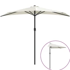 Maison Exclusive Parasols, Voiles D’Ombrage | - Parasol de balcon avec mât en aluminium sable 270x144 cm demi