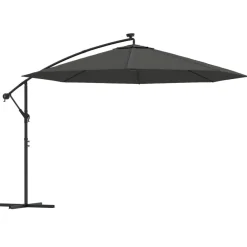Maison Exclusive Parasols, Voiles D’Ombrage | - Parasol de jardin en porte-à-faux et lumières led mât en métal