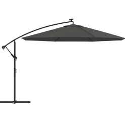 Maison Exclusive Parasols, Voiles D’Ombrage | - Parasol de jardin en porte-à-faux et lumières led mât en métal