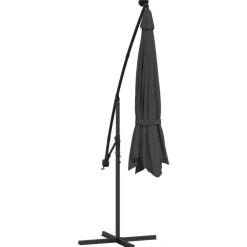 Maison Exclusive Parasols, Voiles D’Ombrage | - Parasol de jardin en porte-à-faux et lumières led mât en métal