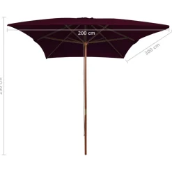 Maison Exclusive - Parasol de jardin avec mât en bois rouge bordeaux 200x300 cm