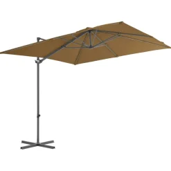 Maison Exclusive - Parasol de jardin en porte-à-faux avec mât en acier taupe Discount