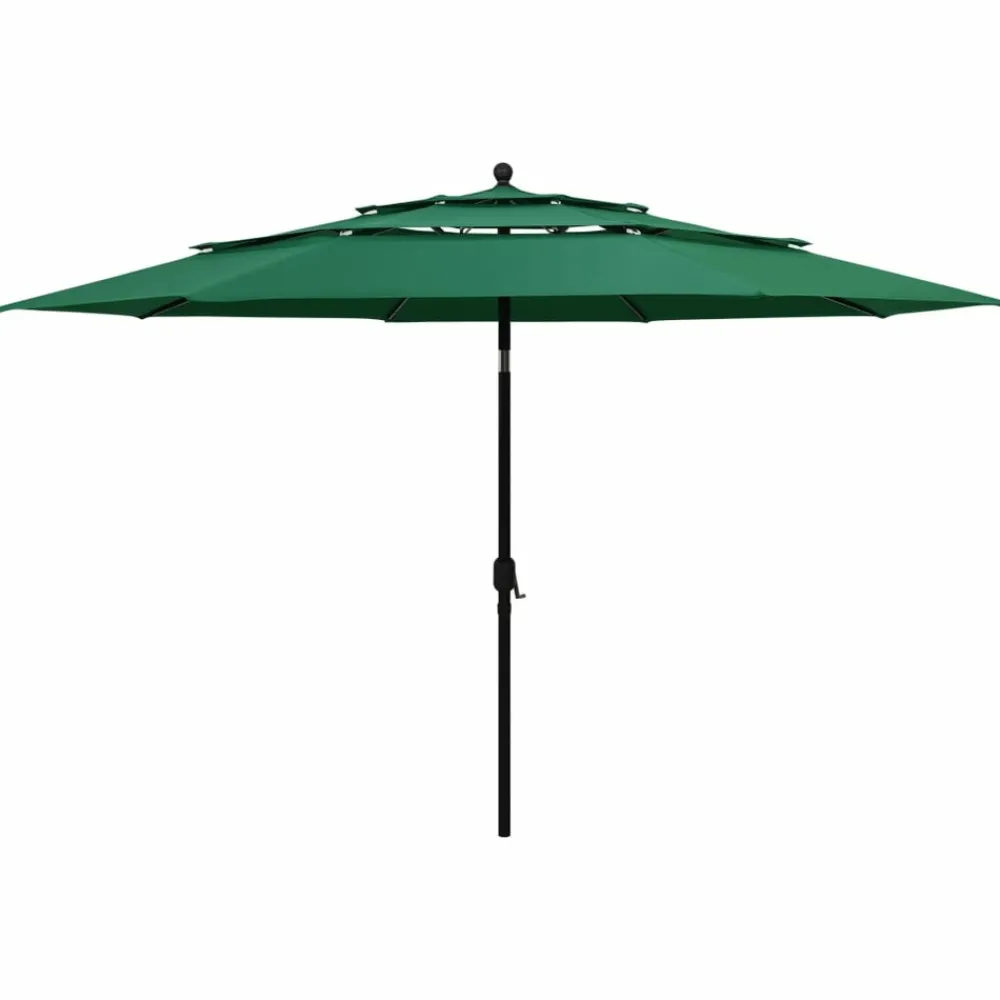 Maison Exclusive - Parasol de jardin à 3 niveaux avec mât en aluminium vert 3,5 m New