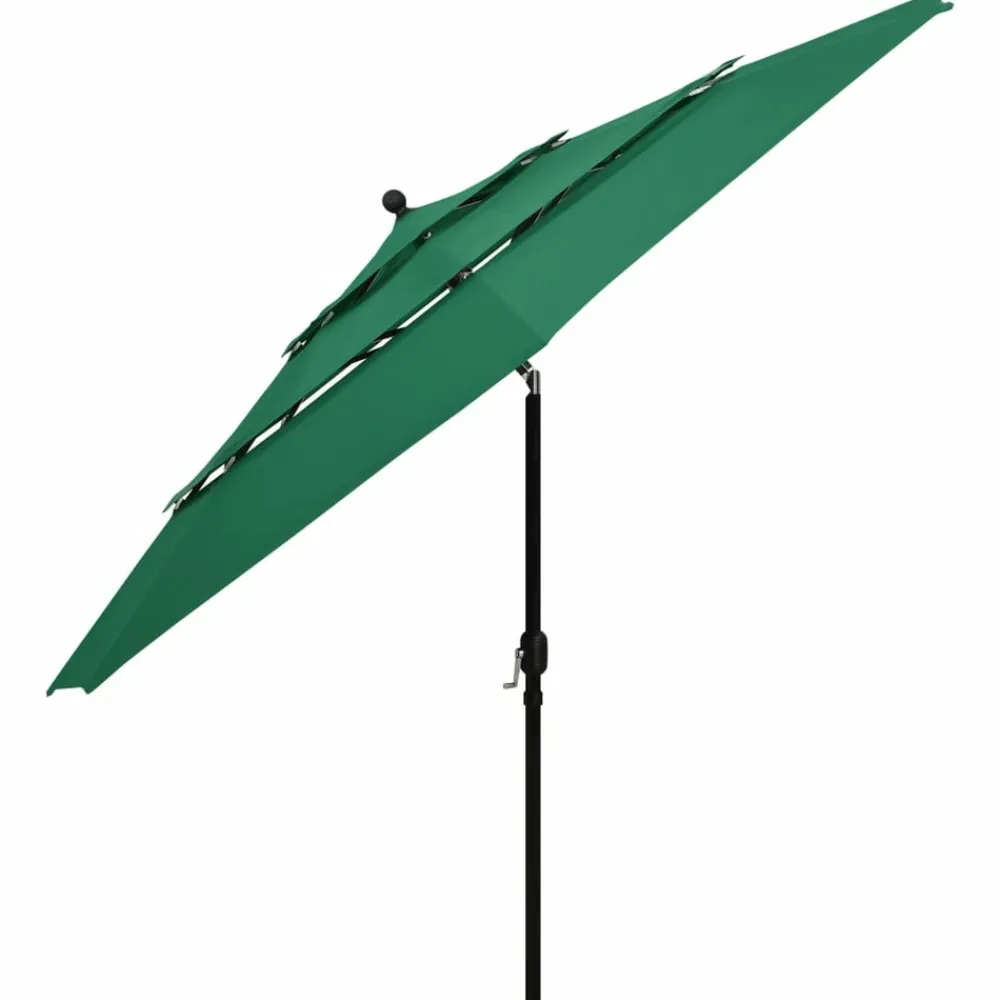 Maison Exclusive - Parasol de jardin à 3 niveaux avec mât en aluminium vert 3,5 m New